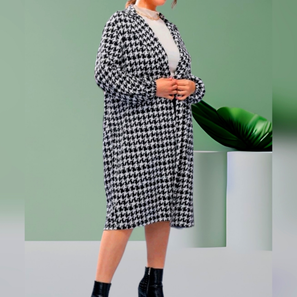 Plus Houndstooth Coat